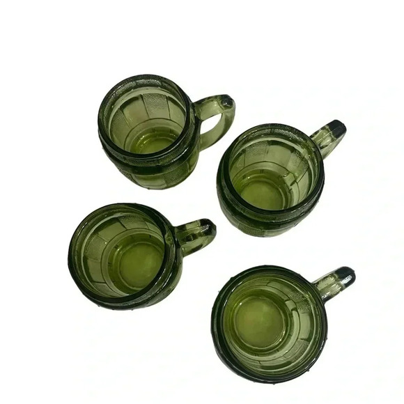 Vintage Mini Whisky Barrel Mug 2oz Shot Glass Toothpick Holder set of 4 in Green - Picture 2 of 15